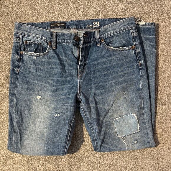 Women’s JCrew Broken In Boyfriend Blue Distressed Jeans. Size 29 - Picture 1 of 10